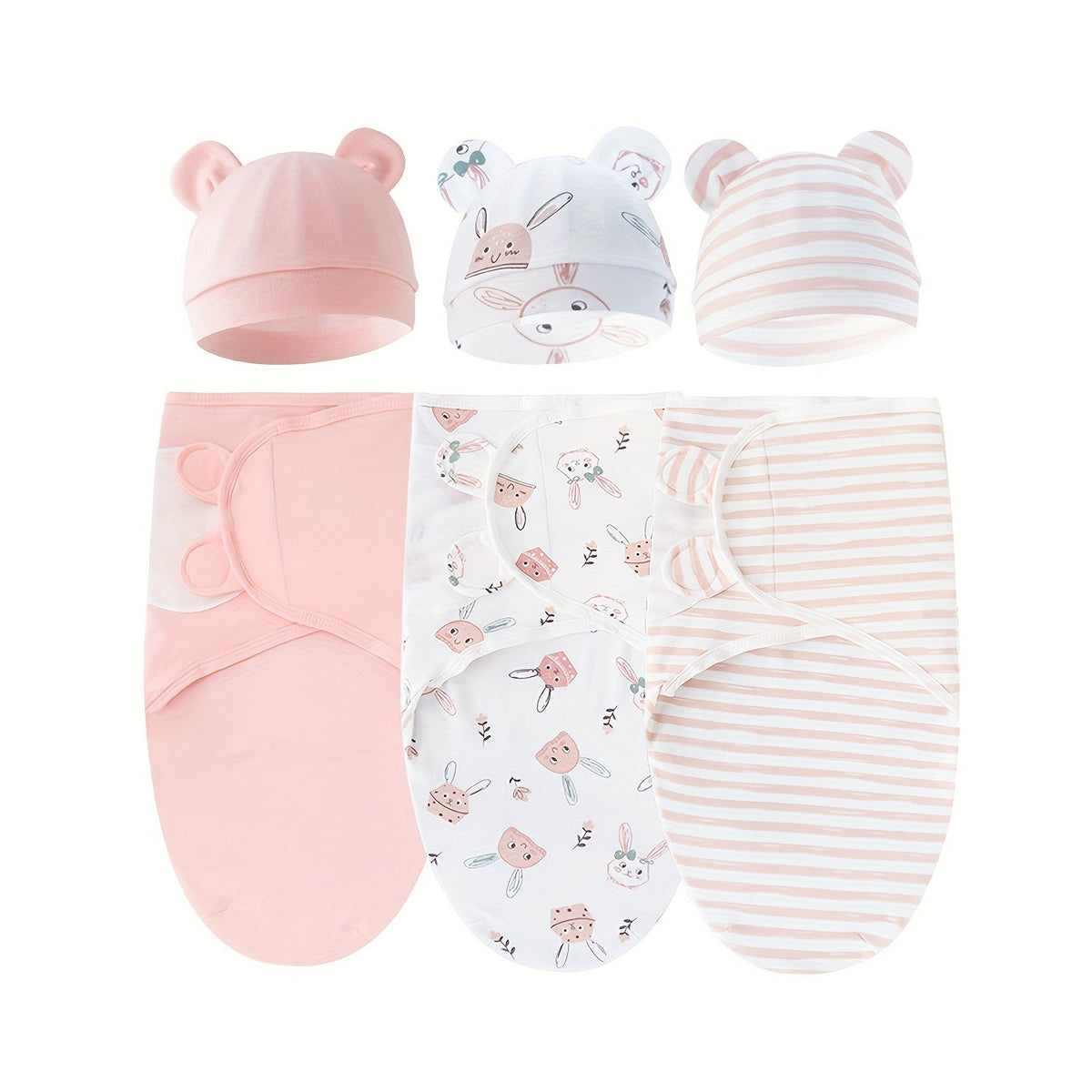 Newborn Swaddle Blanket and Hat Set - 3-Pack – view 8
