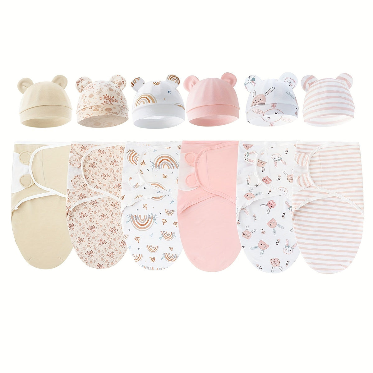 Newborn Swaddle Blanket and Hat Set - 3-Pack – view 9