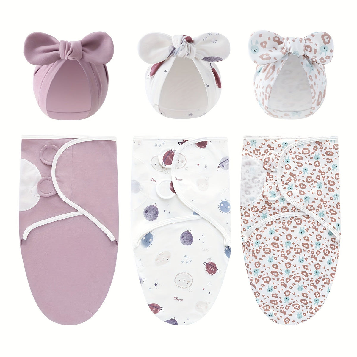 Newborn Swaddle Blanket and Hat Set - 3-Pack – view 14