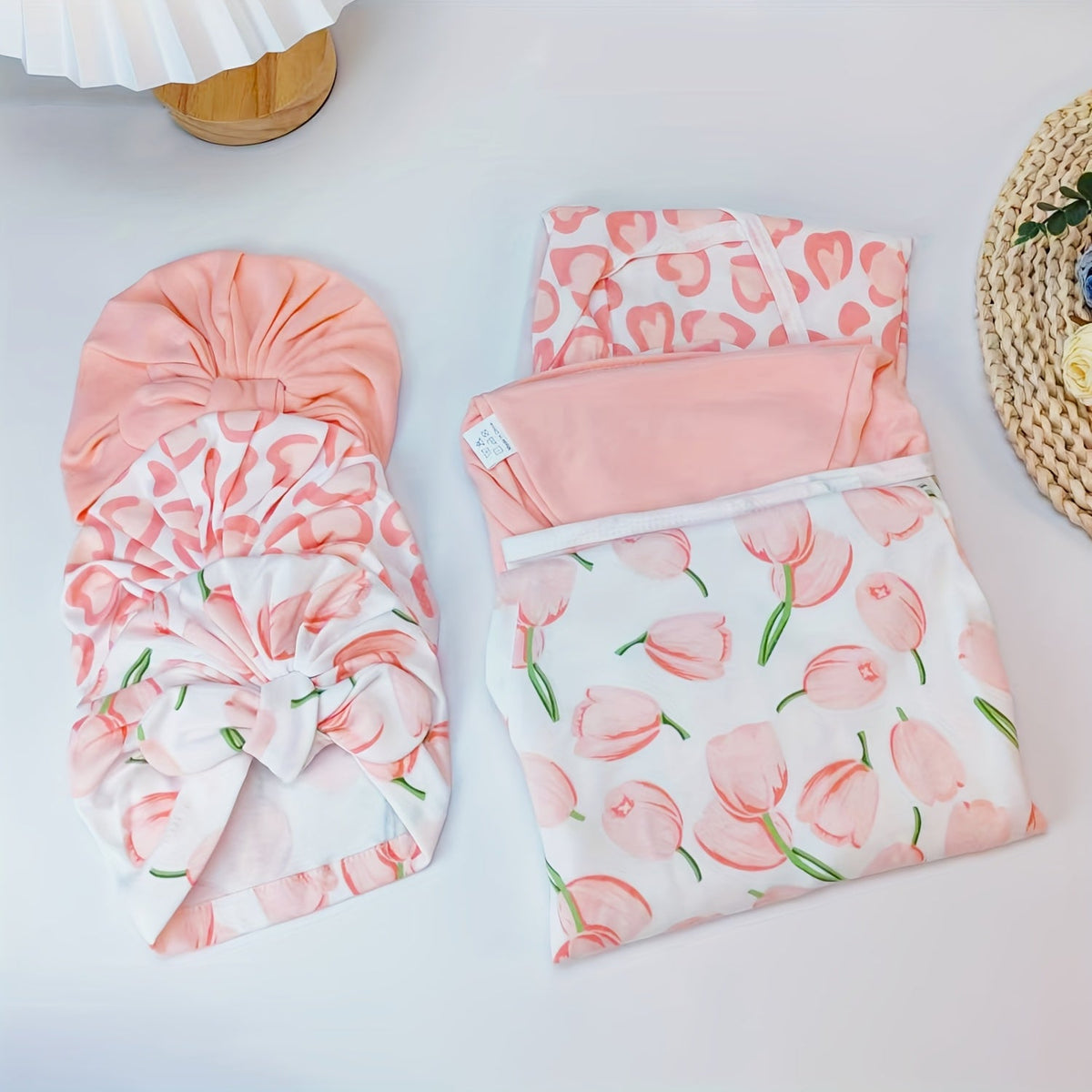 Newborn Swaddle Blanket and Hat Set - 3-Pack – view 18