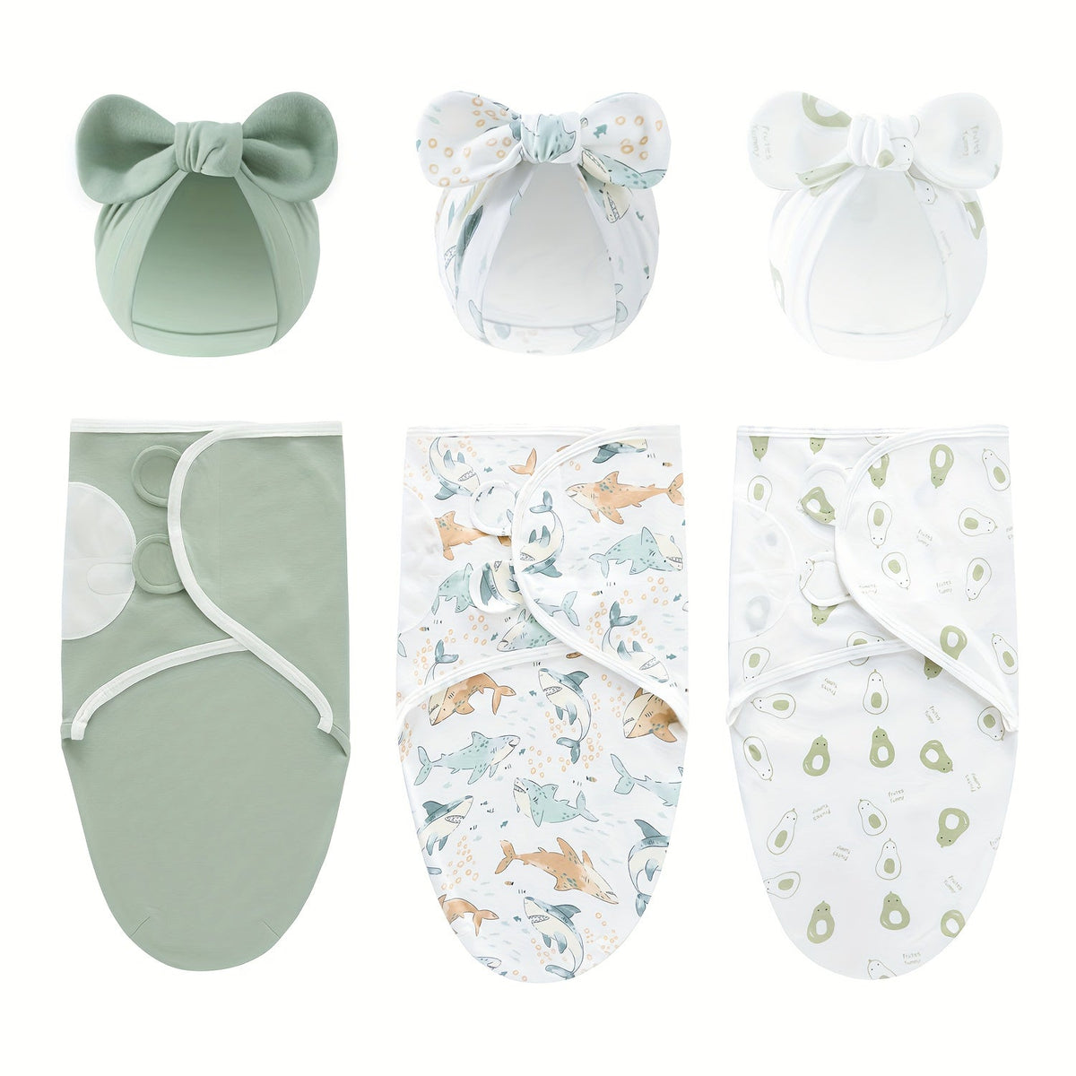 Newborn Swaddle Blanket and Hat Set - 3-Pack – view 23