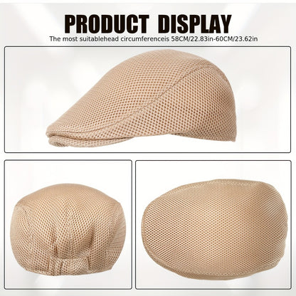 Newsboy Cap - Men 6Pcs Mesh Flat Breathable Summer Ivy Hat Taxi Driver Cabbie Beret - product detail view 4