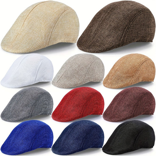 Newsboy Cap - Hat 11 Pack Flat Irish Cabbie Hunting Linen-Like Weave Unisex Men Women 11 - main product view