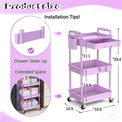 Nursery Storage Cart - Mobile 3-Tier Organizer – view 3