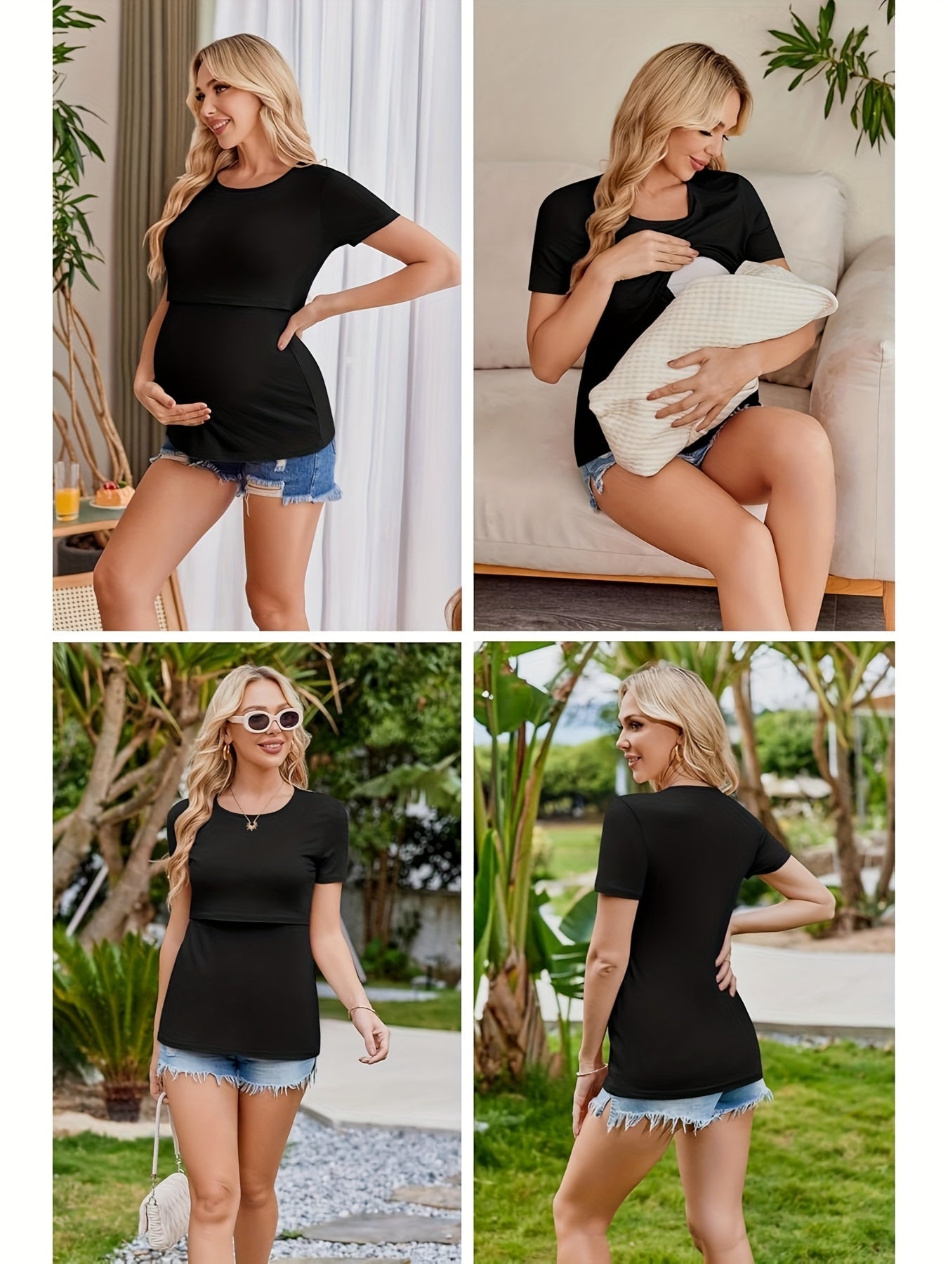 Nursing Shirt 3-Pack - Double-Layer Breastfeeding Tops detail view