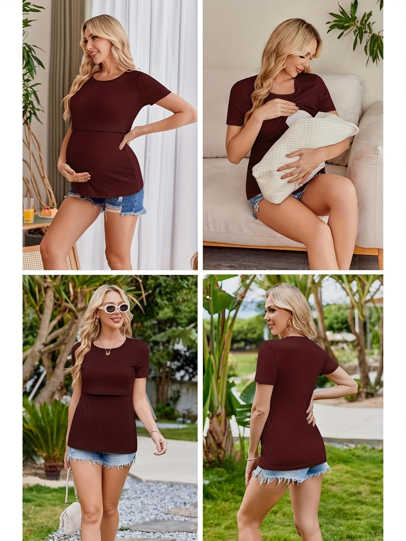 Nursing Shirt 3-Pack - Double-Layer Breastfeeding Tops detail view
