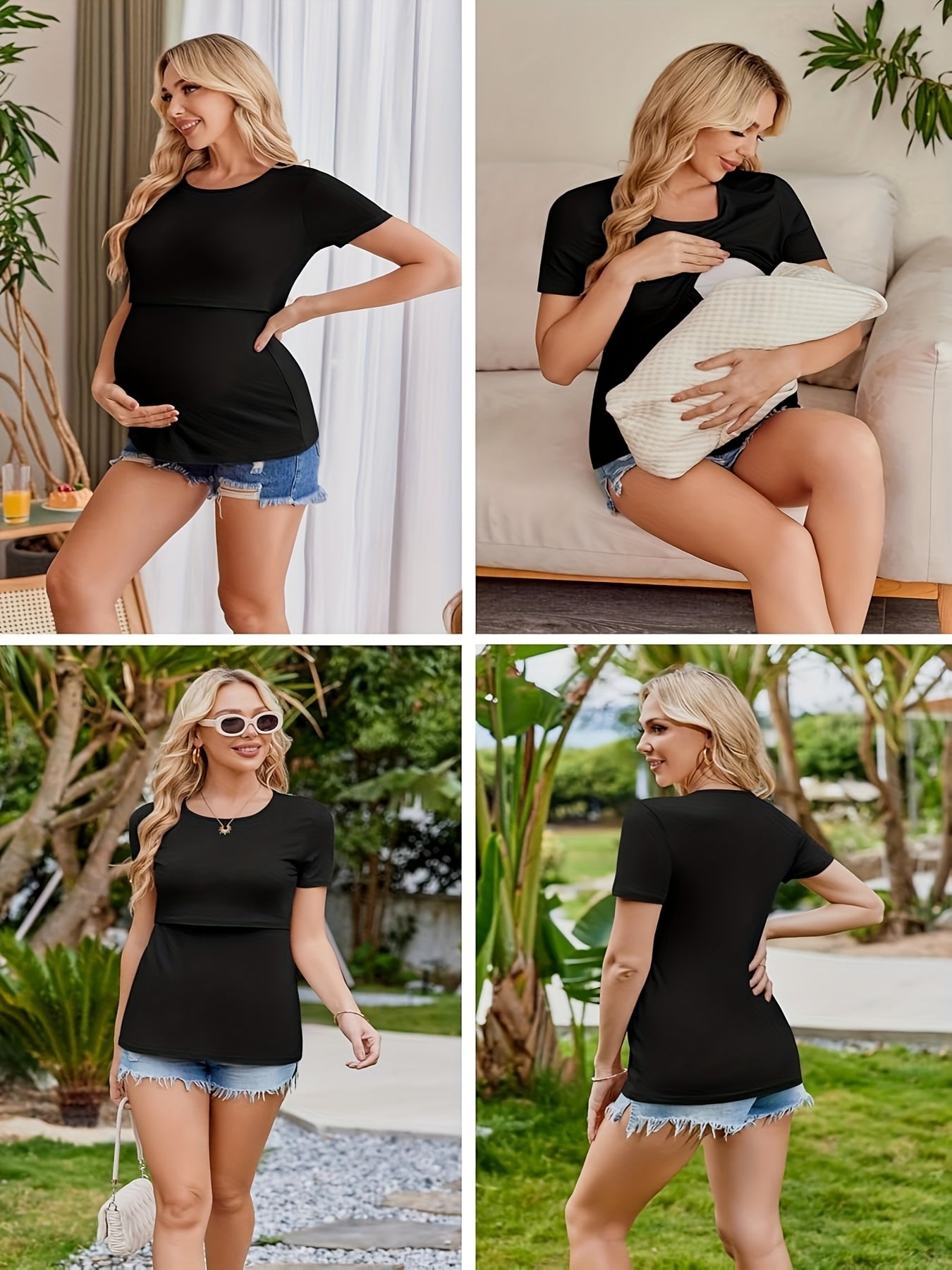 Nursing Shirt 3-Pack - Double-Layer Breastfeeding Tops detail view