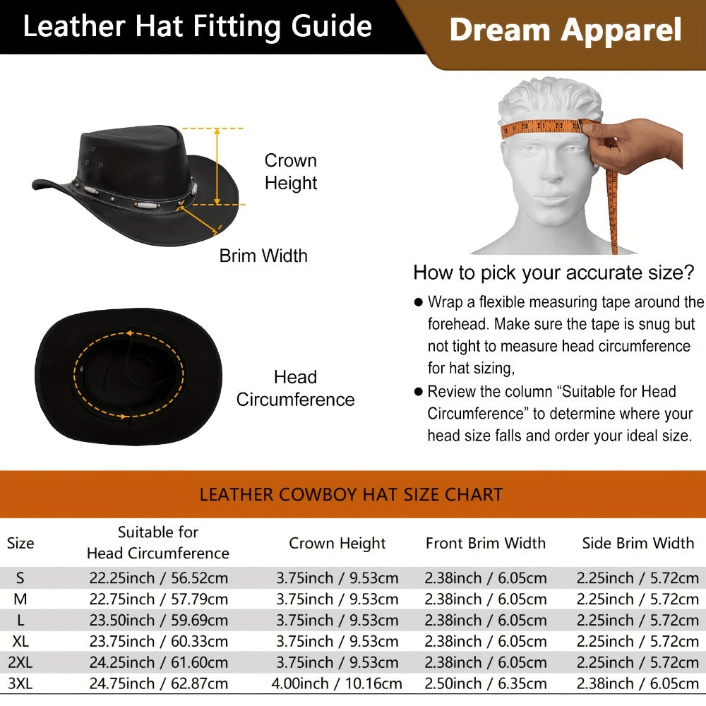 Outback Hat - Leather Wide Brim Shapeable Australian Western Cowboy Style for Men Women - product detail view 2