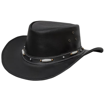 Outback Hat - Leather Wide Brim Shapeable Australian Western Cowboy Style for Men Women - product detail view 6
