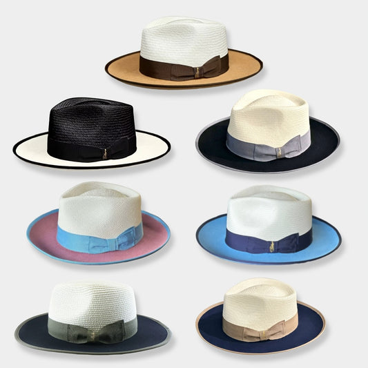 Panama Hat - Handmade Color Matching Spring Summer Unisex Adjustable Wide Brim Sun for - main product view