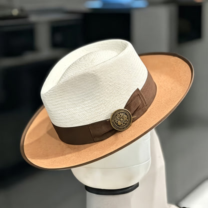 Panama Hat - Handmade Color Matching Spring Summer Unisex Adjustable Wide Brim Sun for - product detail view 16