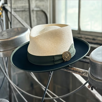 Panama Hat - Handmade Color Matching Spring Summer Unisex Adjustable Wide Brim Sun for - product detail view 18