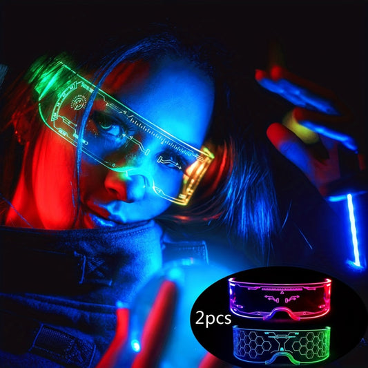 Party Accessories - LED Light Up Glasses 2 Pack 7 Colors 4 Lighting Modes Honeycomb Visor - main product view
