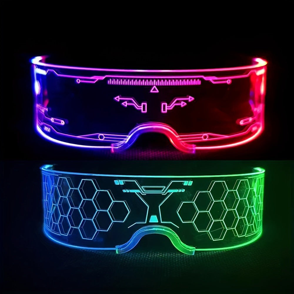 Party Accessories - LED Light Up Glasses 2 Pack 7 Colors 4 Lighting Modes Honeycomb Visor - product detail view 3