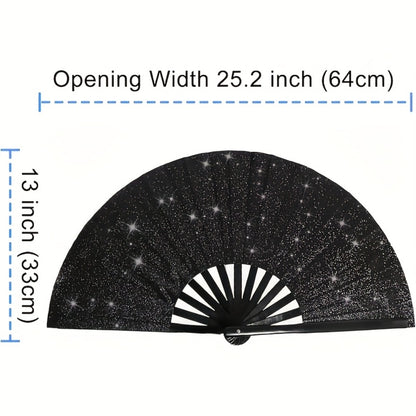 Party Accessory - Folding Hand Fans for Women 2 Pack Glitter Large Fan Performance Festival - product detail view 9