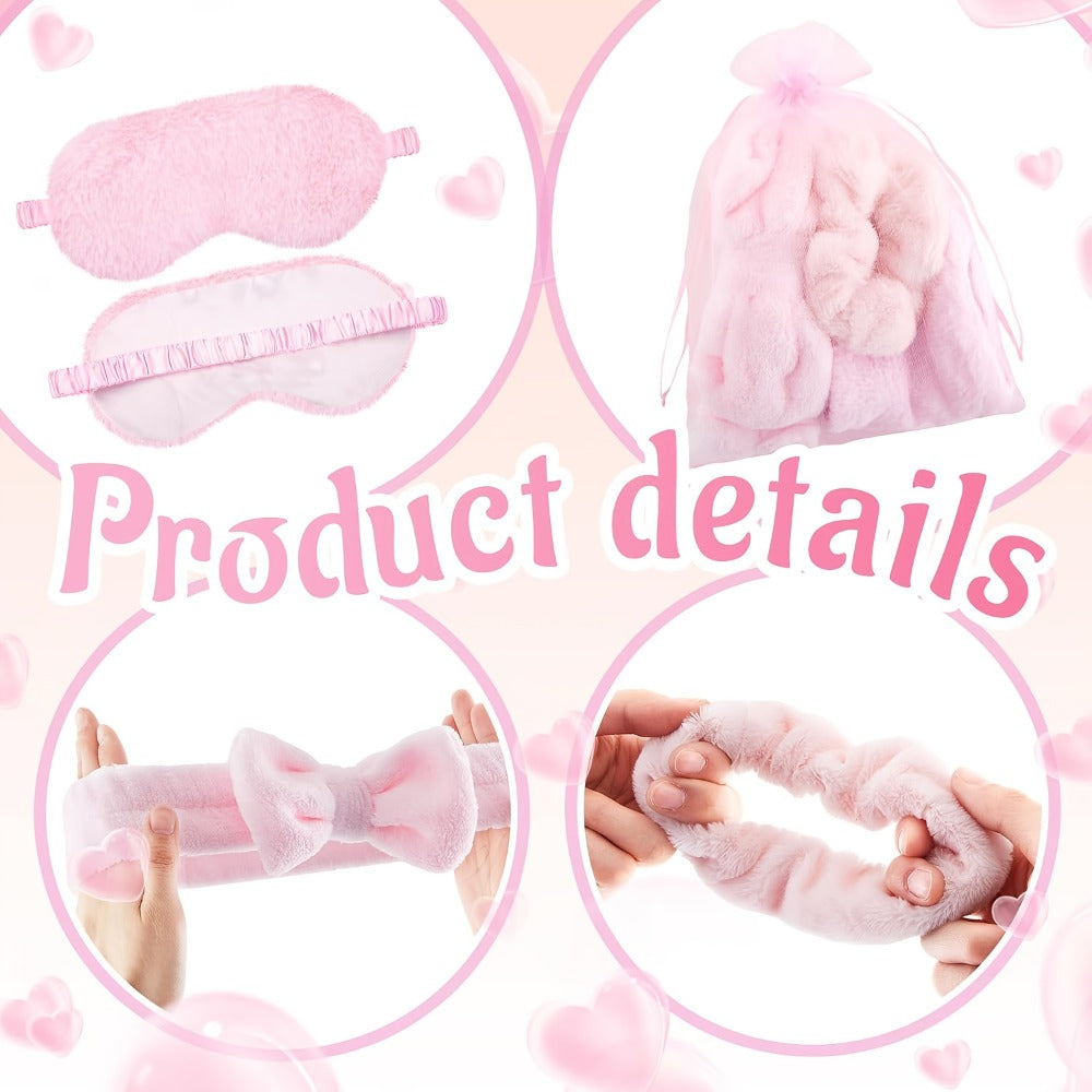Party Supplies - Slumber Favors 24pcs Pink Spa Sleepover Kit Scrunchies Sleep Eye Masks - product detail view 2
