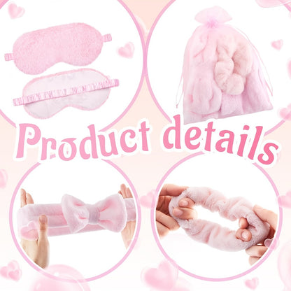 Party Supplies - Slumber Favors 24pcs Pink Spa Sleepover Kit Scrunchies Sleep Eye Masks - product detail view 2