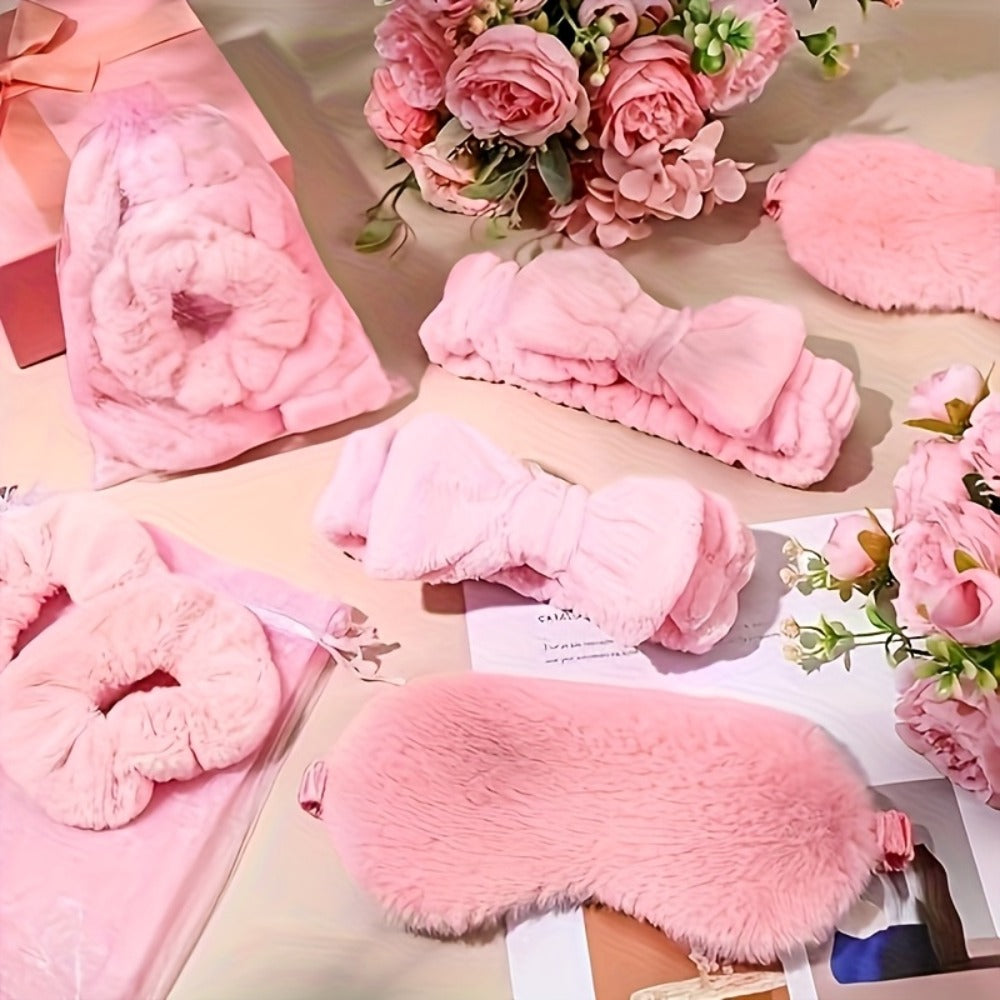 Party Supplies - Slumber Favors 24pcs Pink Spa Sleepover Kit Scrunchies Sleep Eye Masks - product detail view 3