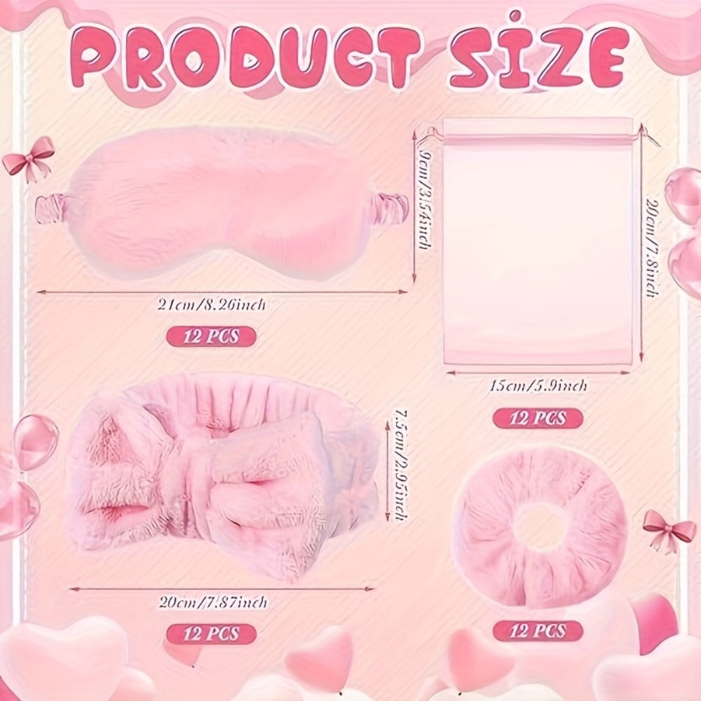 Party Supplies - Slumber Favors 24pcs Pink Spa Sleepover Kit Scrunchies Sleep Eye Masks - product detail view 4
