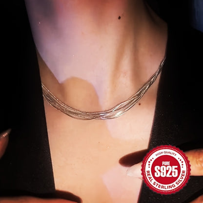 Pendant Necklace - 925 Sterling Silver Layered Hypoallergenic Multi-Strand Chain for Women - product detail view 6