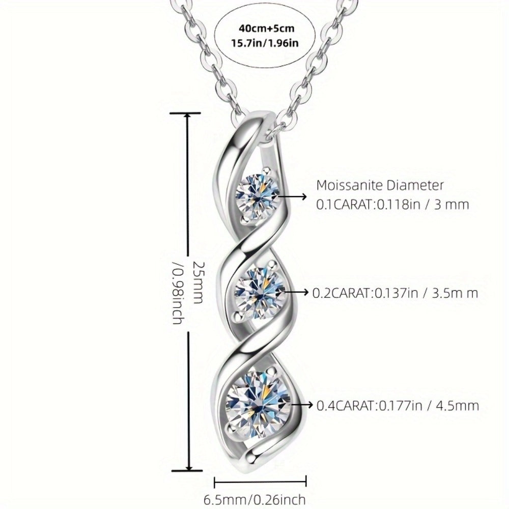 Pendant Necklace - 925 Sterling Silver Moissanite Hexagram Vintage Star of David - product detail view 5