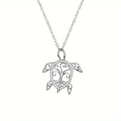 Pendant Necklace - 925 Sterling Silver Sea Turtle Tree of Life Ocean Women Beach Jewelry Gift - product detail view 3