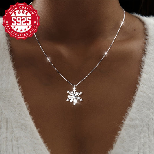 Pendant Necklace - 925 Sterling Silver Snowflake for Women Rotating Windmill with CZ Inlay - main product view