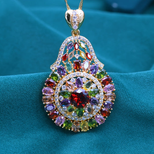 Pendant Necklace - Boho CZ 18K Gold Plated Retro Bohemian Cubic Zirconia , Luxurious Creative - main product view