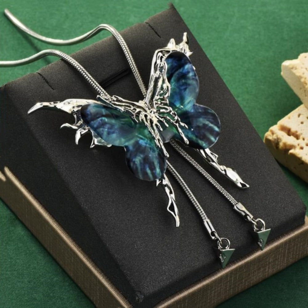 Pendant Necklace - Butterfly Y-Shaped for Women Cubic Zirconia Collarbone Chain, Chic Layered - product detail view 5
