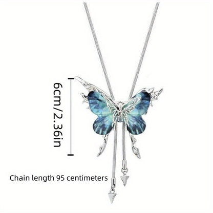 Pendant Necklace - Butterfly Y-Shaped for Women Cubic Zirconia Collarbone Chain, Chic Layered - product detail view 7