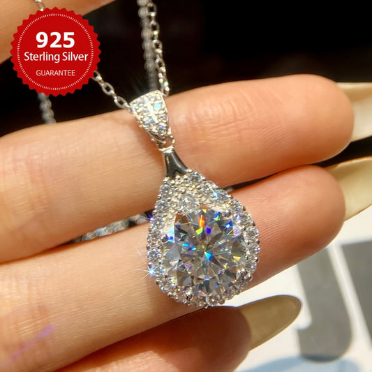 Pendant Necklace - CZ 925 Sterling Silver Inlaid Synthetic Zirconia Bridal for Women, Elegant - main product view