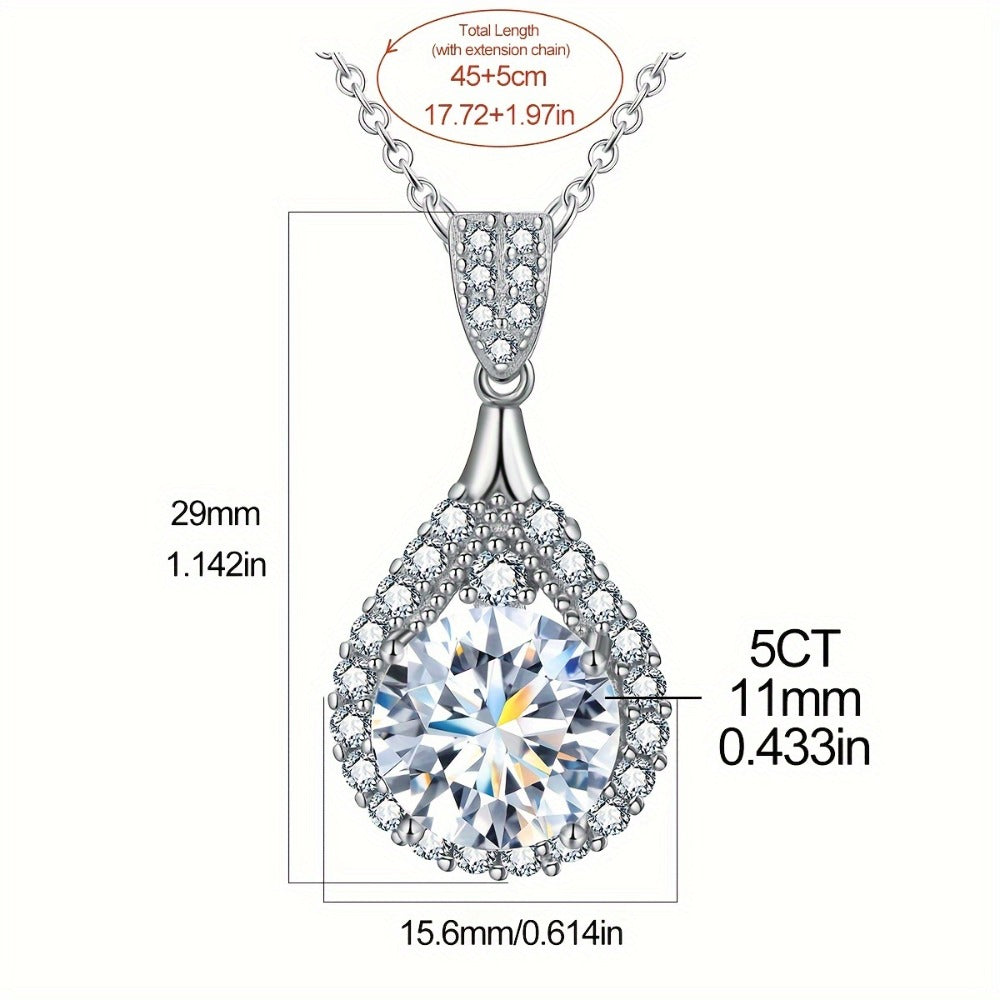 Pendant Necklace - CZ 925 Sterling Silver Inlaid Synthetic Zirconia Bridal for Women, Elegant - product detail view 4