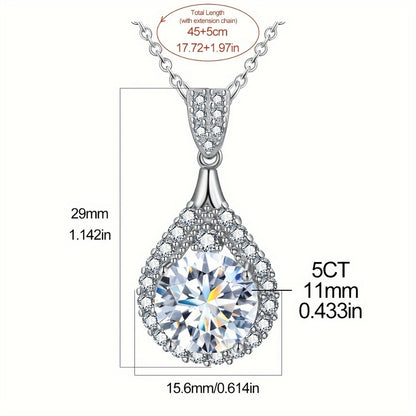 Pendant Necklace - CZ 925 Sterling Silver Inlaid Synthetic Zirconia Bridal for Women, Elegant - product detail view 4