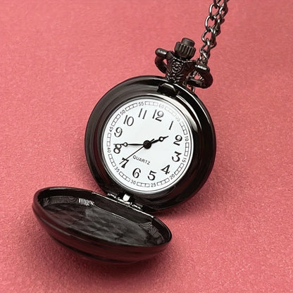 Pendant Necklace - Dragon Pocket Watch for Men - Black Vintage Quartz Pocket Watch on Chain - product detail view 6