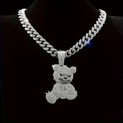 Pendant Necklace - Hip Hop Bear 925 Sterling Silver Iced Out CZ Teddy Bear Charm Chain for - product detail view 4