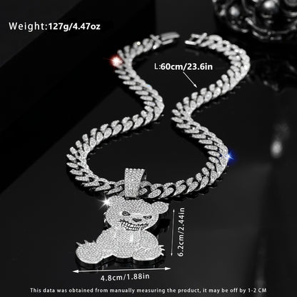 Pendant Necklace - Hip Hop Bear 925 Sterling Silver Iced Out CZ Teddy Bear Charm Chain for - product detail view 5