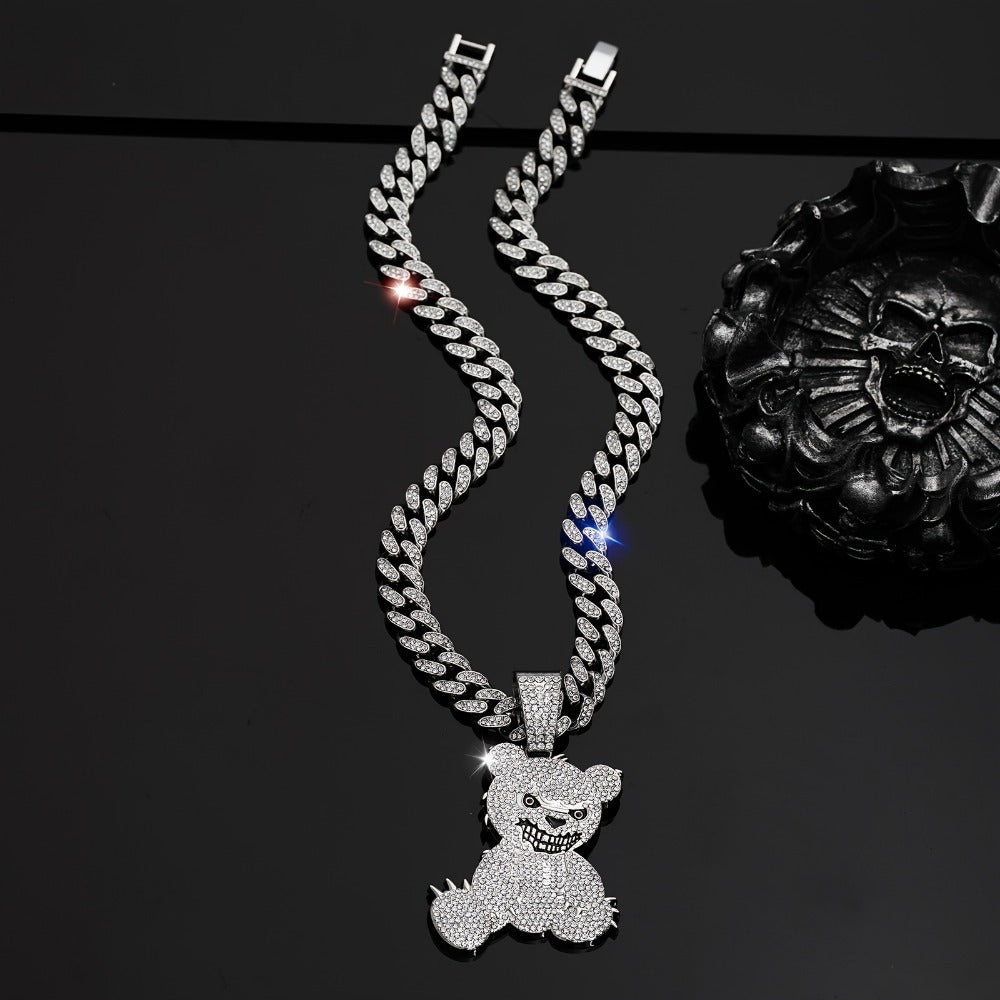 Pendant Necklace - Hip Hop Bear 925 Sterling Silver Iced Out CZ Teddy Bear Charm Chain for - product detail view 6