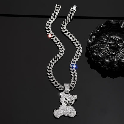 Pendant Necklace - Hip Hop Bear 925 Sterling Silver Iced Out CZ Teddy Bear Charm Chain for - product detail view 6