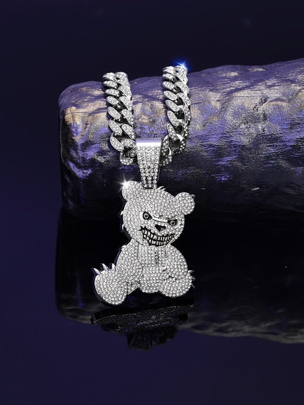 Pendant Necklace - Hip Hop Bear 925 Sterling Silver Iced Out CZ Teddy Bear Charm Chain for - product detail view 10