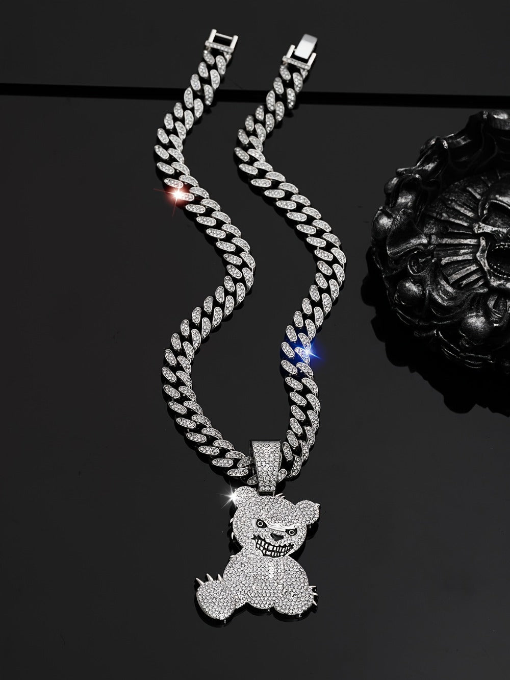Pendant Necklace - Hip Hop Bear 925 Sterling Silver Iced Out CZ Teddy Bear Charm Chain for - product detail view 12