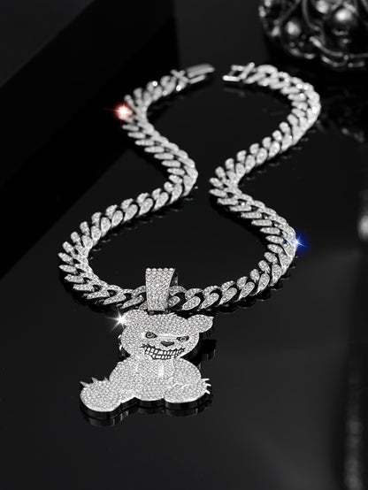 Pendant Necklace - Hip Hop Bear 925 Sterling Silver Iced Out CZ Teddy Bear Charm Chain for - product detail view 13