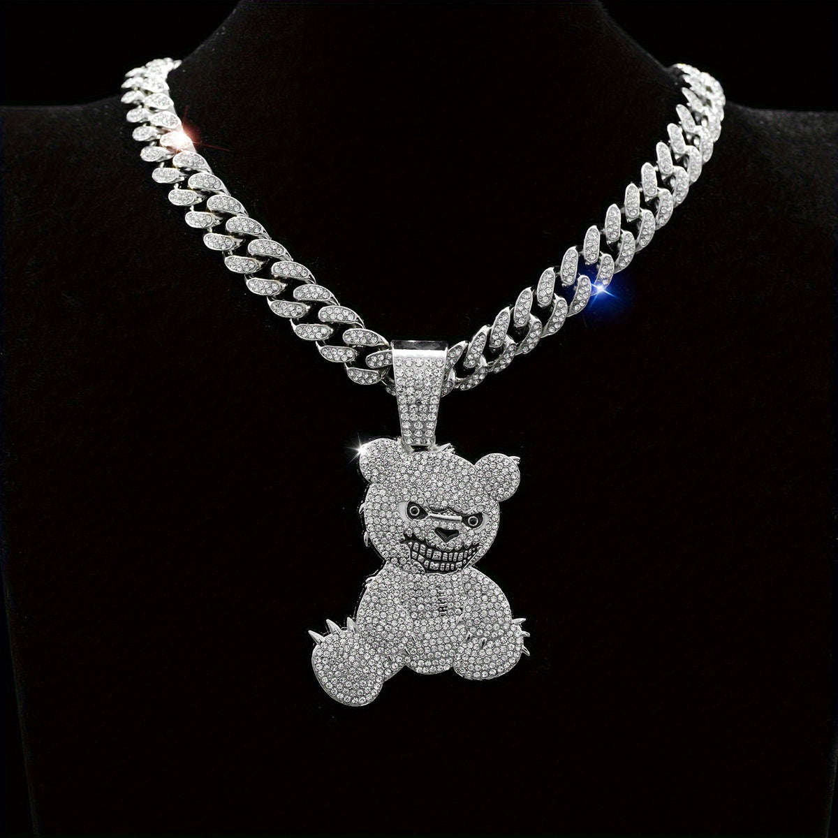 Pendant Necklace - Hip Hop Bear 925 Sterling Silver Iced Out CZ Teddy Bear Charm Chain for - product detail view 14