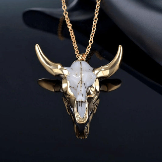 Pendant Necklace - Hip Hop Bull for Men Trendy Gold Tone Cattle Shape Charm, Unique Street - main product view