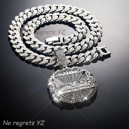 Pendant Necklace - Hip Hop Last Supper Round Full Zircon Gold Silver Men's Iced Out Chain - product detail view 7