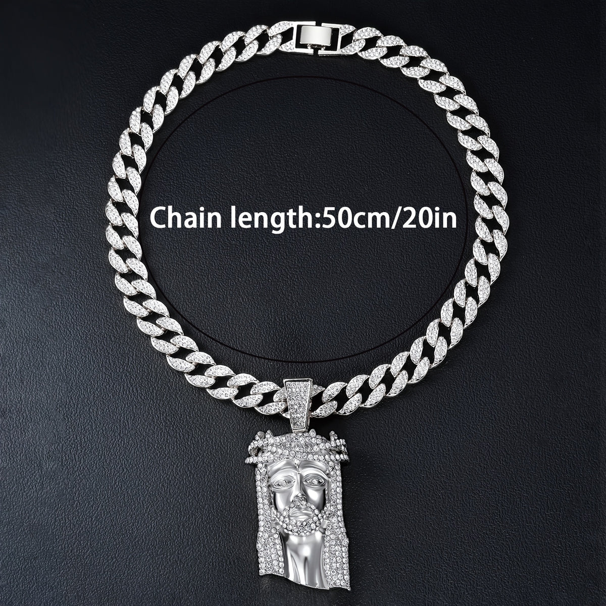 Pendant Necklace - Hip Hop Last Supper Round Full Zircon Gold Silver Men's Iced Out Chain - product detail view 12