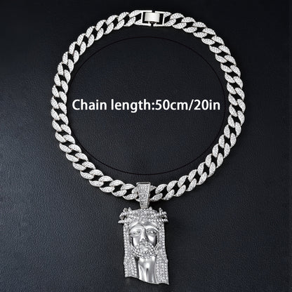 Pendant Necklace - Hip Hop Last Supper Round Full Zircon Gold Silver Men's Iced Out Chain - product detail view 12
