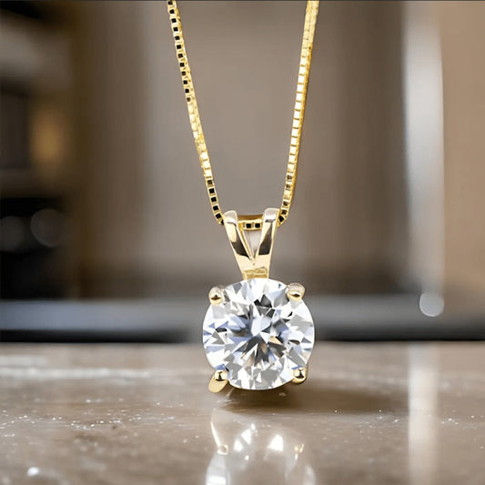Pendant Necklace - Moissanite 2ct Silver for Women Men, Diamond Alternative Sparkling - main product view