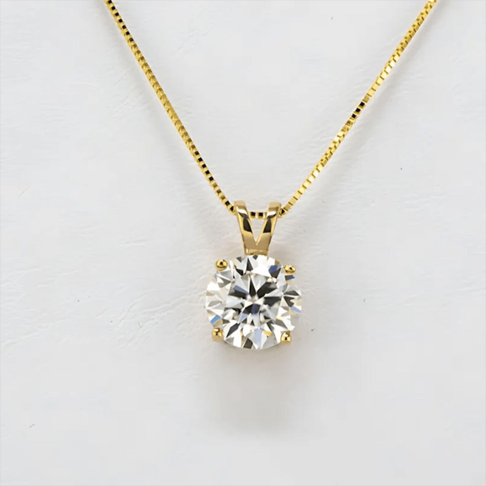 Pendant Necklace - Moissanite 2ct Silver for Women Men, Diamond Alternative Sparkling - product detail view 2