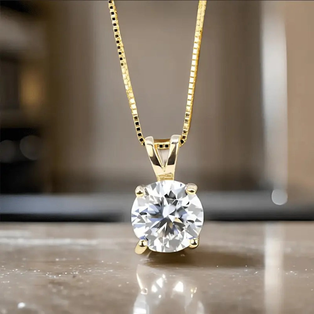 Pendant Necklace - Moissanite 2ct Silver for Women Men, Diamond Alternative Sparkling - product detail view 5