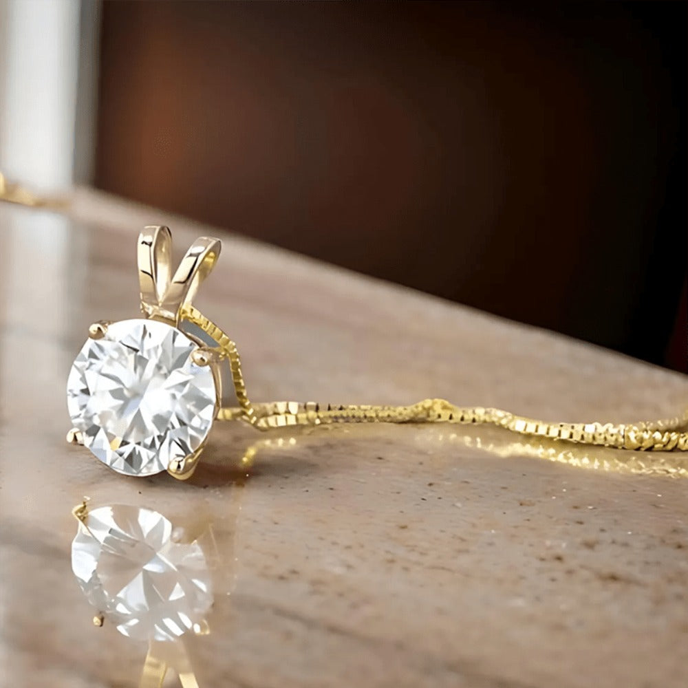 Pendant Necklace - Moissanite 2ct Silver for Women Men, Diamond Alternative Sparkling - product detail view 8